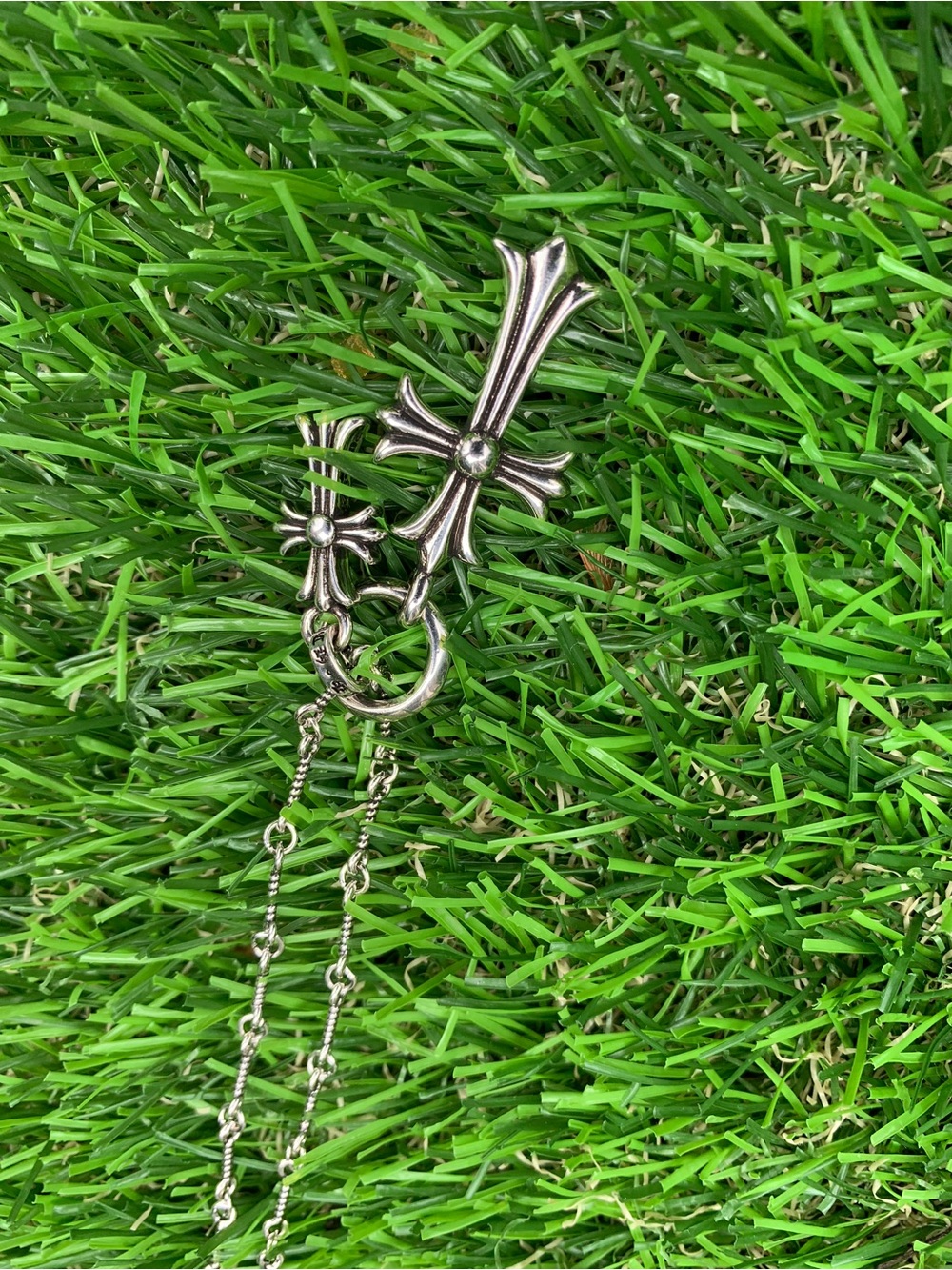 Chrome Hearts Silver Cross Pendant Necklace